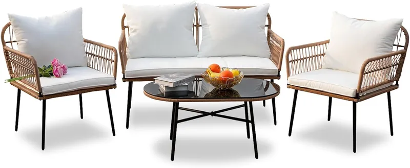 Homsido 4PC Patio Furniture Boho Style